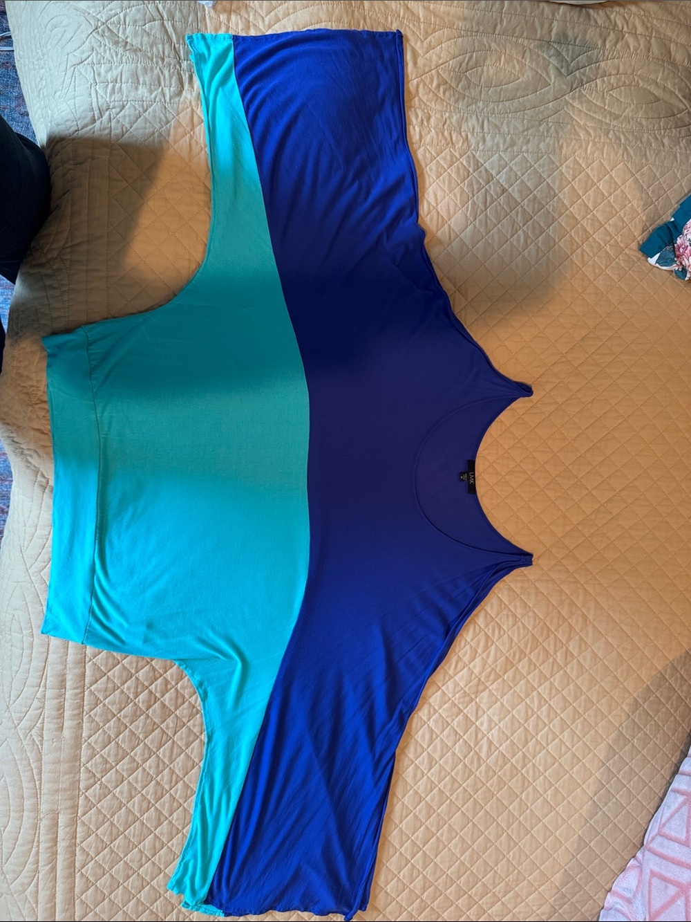 H&M Two-Tone Blue & Teal Short Sleeve Top
